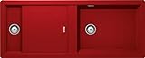 SCHOCK Küchenspüle 114 x 46 cm Prepstation D-150 Rouge - CRISTADUR rote Granitspüle mit 1 ½ Becken mit Abtropffläche ab 120 cm Unterschrank-Breite