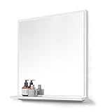 DOMTECH Großer Badspiegel mit Ablage Wandspiegel Weiß Badezimmer Spiegel Badezimmerspiegel 60x70 cm