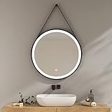 EMKE Badspiegel mit Beleuchtung 70cm Spiegel rund mit dimmbar Kaltweiß Licht, Speicherfunktion, Touch,…