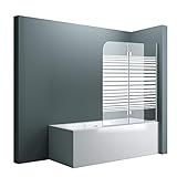 doporro 120x140cm Design-Duschwand für Badewanne Badewannenaufsatz Duschabtrennung 6mm ESG-Sicherheitsglas…