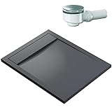 BERNSTEIN Duschtasse 100x80 cm Anthrazit Matt Flache Bauhöhe, Duschwanne aus Mineralguss, Rechteckiges…