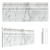 Retheno Carrara Weiß 5 x 12 Zoll Marmor Sockelleiste Zierleiste, Naturstein Polierte Sockelleiste für…