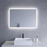 AQUABATOS Badspiegel mit LED Beleuchtung hell 100x70cm Antibeschlag Badezimmerspiegel Dimmbar Touch…