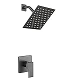 JingGang Graues Duscharmatur-Set, Badezimmer, Regenfall, 20,3 cm, Duschkopf-System, Einhebel-Duschverkleidung,…