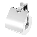 takestop® Papierrollenhalter ESY_59180 aus Stahl für Badezimmer Toilette Toilette Toilette Box Befestigung Kleber mit Schrauben Wand Wand