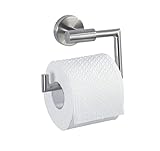 WENKO Toilettenpapierhalter Bosio Edelstahl matt - WC-Rollenhalter, ohne Deckel, Edelstahl rostfrei,…