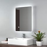 EMKE Badezimmerspiegel mit LED-Lichtern, 600x800 mm, Hintergrundbeleuchtung, rahmenlos, LED beleuchtet,…