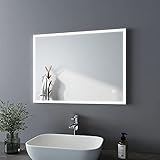 Bath-mann LED Badspiegel 80x60cm mit Beleuchtung Kaltweiß Badezimmerspiegel Spiegel mit Touch Lichtschalter, Beschlagfrei, Wandspiegel Horizontal oder Vertikal Lichtspiegel 6400K