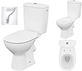 VBChome Keramik Stand- WC Toilette Komplett -Design- Set mit Spülkasten WC- Sitz mit Absenkautomatik…