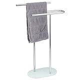 bremermann Stand-Handtuchhalter freistehend, 2 Stangen, mit Glasboden, Handtuchständer (Weiß)