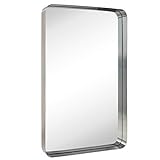 TEHOME 61 x 91,4 cm, gebürstetes Nickel-Silber-Metallrahmen, Badezimmerspiegel für Wand, Edelstahl,…