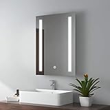 EMKE Badezimmerspiegel 50x70cm LED Badspiegel mit Beleuchtung Lichtspiegel Wandspiegel mit Touchschalter…
