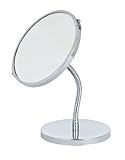 WENKO 3656430100 Kosmetik-Standspiegel Merano - klappbar, 300%, ø 16 cm, 18 x 27 x 17 cm, Chrom