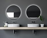 Talos Black Hole Light Spiegel rund Ø 60 cm – runder Wandspiegel in matt schwarz – Badspiegel rund mit…