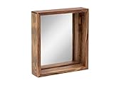 Woodkings® Bad Spiegel Sydney Holz Rahmen Badspiegel mit Ablage Wandspiegel Badmöbel Badezimmermöbel Schminkspiegel (Akazie hell, 56x65)