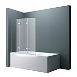 doporro 130 x 140 cm Design-Duschwand für Badewanne Badewannenaufsatz Duschabtrennung 6mm ESG-Sicherheitsglas…