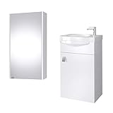 Planetmöbel Badmöbel Badezimmer Set Komplettset aus Waschbeckenunterschrank mit Waschbecken & Spiegelschrank,…