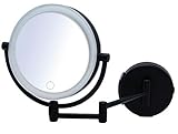 RIDDER Spiegel, Kosmetikspiegel, Schminkspiegel, Hängespiegel Shuri, schwarz | Touch | Dimmer | 5x-Vergrößerung