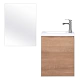 XINKROW Gäste WC Waschbecken Mit Unterschrank Klein Schmal 40 cm Spiegel Waschbeckenunterschrank Hängend…