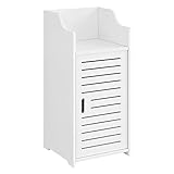 [en.casa] Badezimmerschrank Svanvik 72x32x32cm Weiß Midischrank WPC Badkommode mit 2 Ablagen und Tür…
