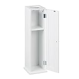 Relaxdays Toilettenschrank mit 2 Ablagen & Loch für Feuchttücher, HBT 65x19,5x19,5 cm, Tür, schmales…