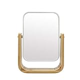 PARSA Beauty Kosmetikspiegel Bambus 12 x 18 cm – Kleiner Spiegel doppelseitig – normal und mit 5-Fach…