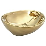VBChome Waschbecken Gold 41 x 35 x 15 cm Kleine Keramik Oval Waschtisch Handwaschbecken Aufsatzwaschbecken…