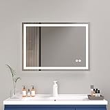 Plumbsys LED Badspiegel Badezimmerspiegel mit 3-Farben des Lichts Badezimmer Beleuchtung Antibeschlag…