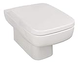 AquaSu Eckiges Wand-WC Set Cubo 2.0 | weiß | schmutzabweisende Clean-Beschichtung | Tiefspüler mit waagerechtem…