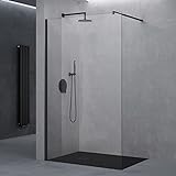 doporro Duschwand Duschtrennwand 50x200 Walk-In Dusche mit Stabilisator aus Echtglas 8mm ESG-Sicherheitsglas…
