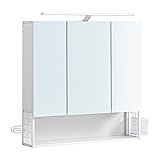VASAGLE Spiegelschrank Bad mit Beleuchtung, Badezimmerschrank, integriertes Kabel, Spiegelschrank, Badschrank,…