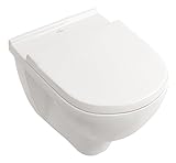 Villeroy & Boch Wand-WC spülrandlos O.novo 5660R001 mit extra Toilettendeckel, Weiß, mit DirectFlush…
