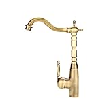 Gold Heißer Kalter Wasserhahn Antike Retro Style Massivem Messing Mischbatterie Küche Bad Becken Waschbecken…