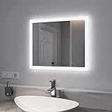 EMKE LED Badspiegel mit Beleuchtung 50x60cm Badezimmerspiegel mit Warmweißes Licht und Kaltesweißes…