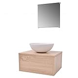 vidaXL 3tlg. Badmöbel Set Waschbecken Waschtisch Unterschrank Spiegel Badezimmer