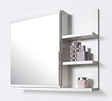 DOMTECH Badezimmer Spiegelschrank mit Ablagen, Badezimmerspiegel, Weiß Spiegelschrank