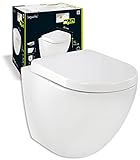 'aquaSu® Spülrandloses Wand WC aCobo +5 cm mit WC-Sitz, Komfort-Erhöhung: 5 cm, Sitz mit Absenkautomatik,…