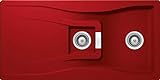 SCHOCK Küchenspüle mit 1½ Becken 100 x 50 cm Waterfall D-150 Rouge - CRISTADUR rote Spüle mit Abtropffläche ab 60 cm Unterschrank-Breite