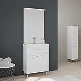 KIAMAMI VALENTINA Bodenstehender Badezimmerschrank 65cm 2 Türen, Spiegel mit polierten weißen LED |…