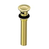 Kanary Pop-Up-Ablaufgarnitur mit Überlauf, mit Überlauf, für Badezimmer-Wasserhahn (kleine Kappe mit Überlauf, gebürstetes Gold)