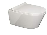SSWW | Hänge-WC mit abnehmbaren WC-Sitz, weiß, spülrandlose Toilette, Nanobeschichtung & Absenkautomatik…