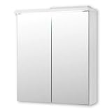 Pool Spiegelschrank Bad mit LED-Beleuchtung in Weiß - Moderner Badezimmerspiegel Schrank mit viel Stauraum…