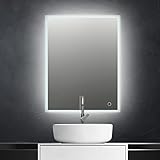 PUCHIKA Badspiegel mit Beleuchtung, LED-Badezimmerspiegel 50x70cm, Wandspiegel dimmbar, Warmweiß/Kaltweiß/Neutral…
