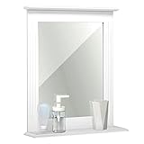 Meerveil Badezimmerspiegel, Spiegel Wand mit Ablage und Spiegel, 46x12x55cm MDF Spiegel Klein, Geeignet für Badezimmer Flur Eingangsbereich, Weiß