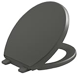 KOHLER K-4009-58 Reveal Quiet-Close with Grip-Tight Bumpers Round-Front Toilet Seat, Thunder Grey
