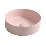 STARBATH PLUS - Runder Aufsatzwaschbecken - Rosa - Extra feine Keramik - Elegant und widerstandsfähig…