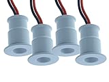4 Mini Einbauleuchten LED, 12V 1W 100 Lumen, Breiter Lichtwinkel 120°, Loch 15mm, Ø20X25mm (Kaltweiß…