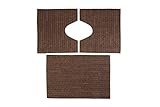 HomeLife | Anti-Rutsch-Badteppich-Set, 3-teilig, einfarbig, Braun | Moderne PVC-Baumwolle: 1 Teppich…