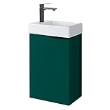 Planetmöbel Waschtisch mit Unterschrank 40 cm Waschbecken Bad Gäste WC Wald-Grün