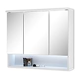 Stella Trading Badezimmer-Spiegelschrank mit LED-Beleuchtung, mit viel Stauraum, weiß